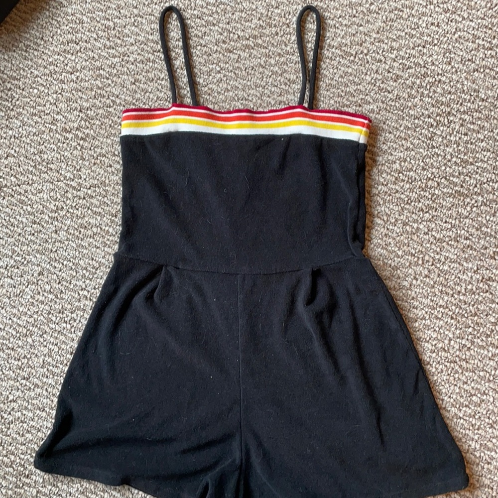 Black with Rainbow Stripe Terry Romper